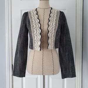 Anthro Tabitha Gray Tweed Crop Blazer
